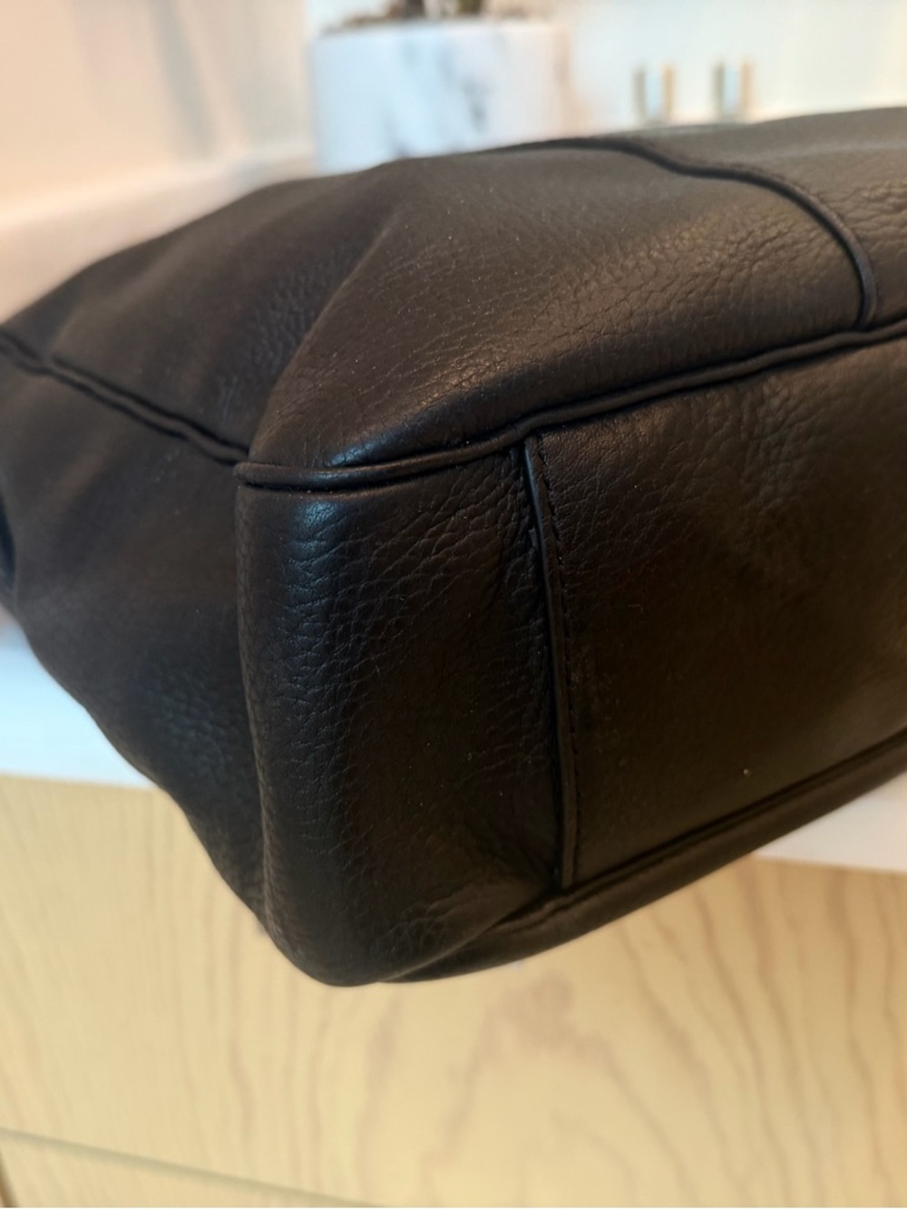 Cole Haan Black Leather Briefcase Work Bag with Shoulder Strap. New. - Picture 4 of 12